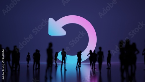 3d rendering people in front of symbol of undo alt on background photo