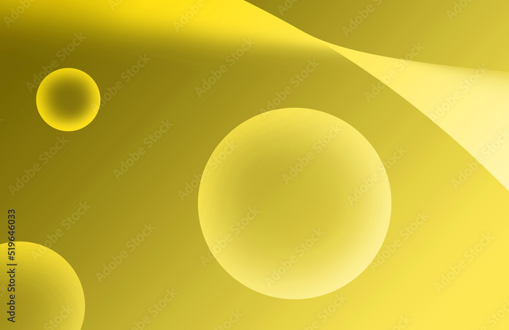 Gradient Illuminating Yellow 3D Various Sized Spheres for Abstract Backdrop