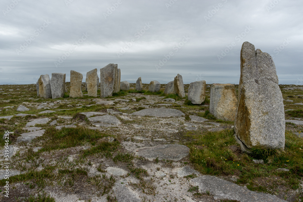 the megalith site of Tobar Dherbhile on the Mullet Peninsula of County Mayo in Ireland