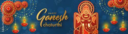 Happy Ganesh Chaturthi greetings festival vector illustration design.