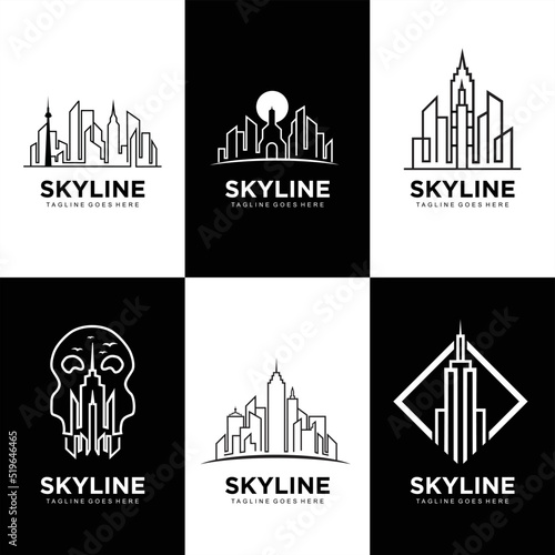 Skyline building logo design set vector
