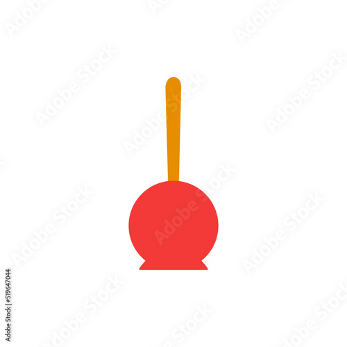 Red caramelized apple isolated on white background, vector illustration for your design.