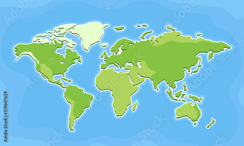 Simple illustration of a world map in a shade of green
