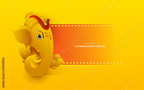 Ganesh Chaturthi Greeting Background Template with Creative Lord Ganesha