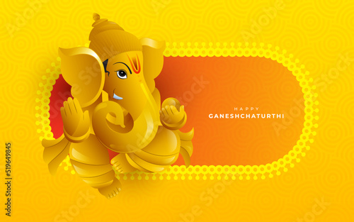 Ganesh Chaturthi Greeting Background Template with Creative Lord Ganesha