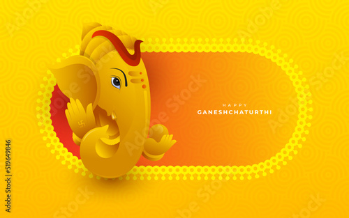 Ganesh Chaturthi Greeting Background Template with Creative Lord Ganesha