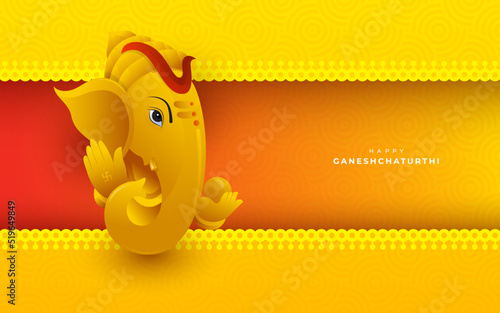 Ganesh Chaturthi Greeting Background Template with Creative Lord Ganesha