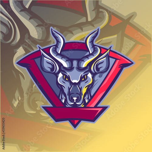 esport logo, deer with long horns, for squad games, esports teams, moba teams,