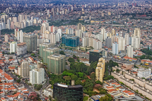 Aerial View of the Itau Bank Towers in Sao Paulo downtown. It is an alpha global city and the most populous city in Brazil and world's 12th largest city proper by population. May 2018