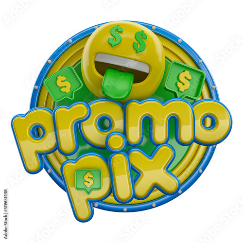 фотографія SELO PROMO PIX ELEMENTO 3D PARA COMPOSIÇÃO DE VAREJO E PROMOÇÃO EMOJI DINHEIRO P