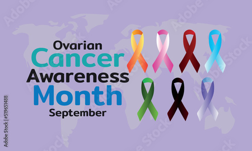September is Ovarian Cancer Awareness Month Template for background, Banner, Card, Poster with text inscription.