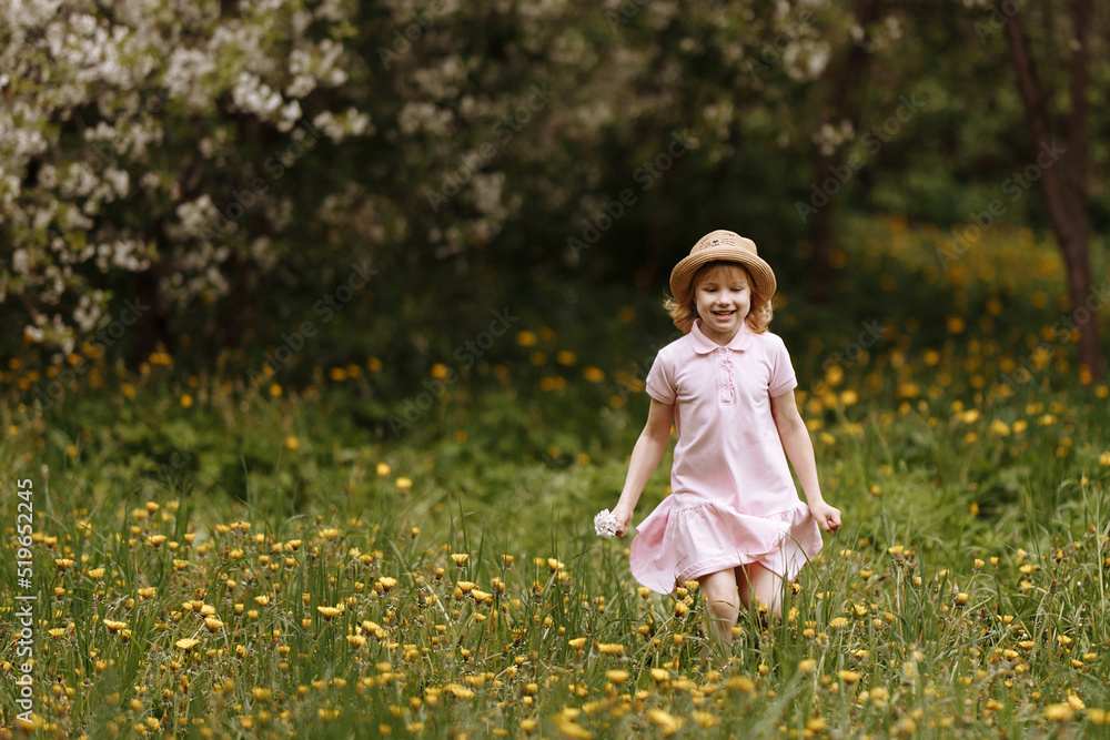 Girl in a hat and pink dress Girl in a hat and pink dress