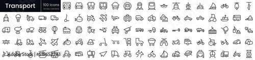 Photo Set of outline Transport icons