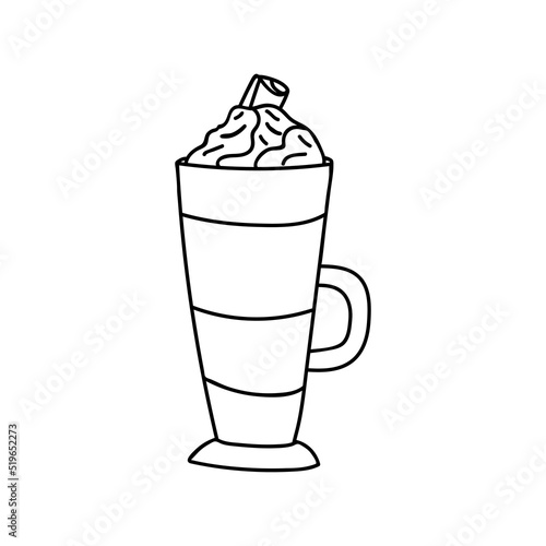 Iced coffee with milk doodle illustration in vector. Iced coffee with cream hand drawn illustration in vector. Milkshake doodle illustration in vector