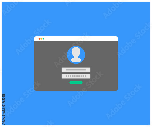 Login form. Web browser window with sign in page logo design. Technology Internet Websites Standing vector design and illustration. 