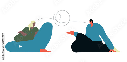 Communication problems, crisis , confrontations, confusions and disagreements. Flat vector illustrations isolated on white background.