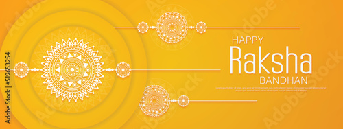Fotografie Happy raksha bandhan ceremony banner template design with decorative rakhi