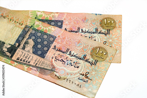 фотографія Obverse sides of an old 100 LE EGP one hundred Egyptian cash money banknote feat