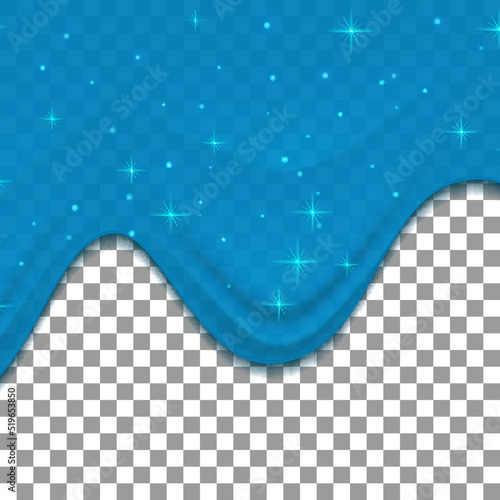 Blue dripping slime on transparent background