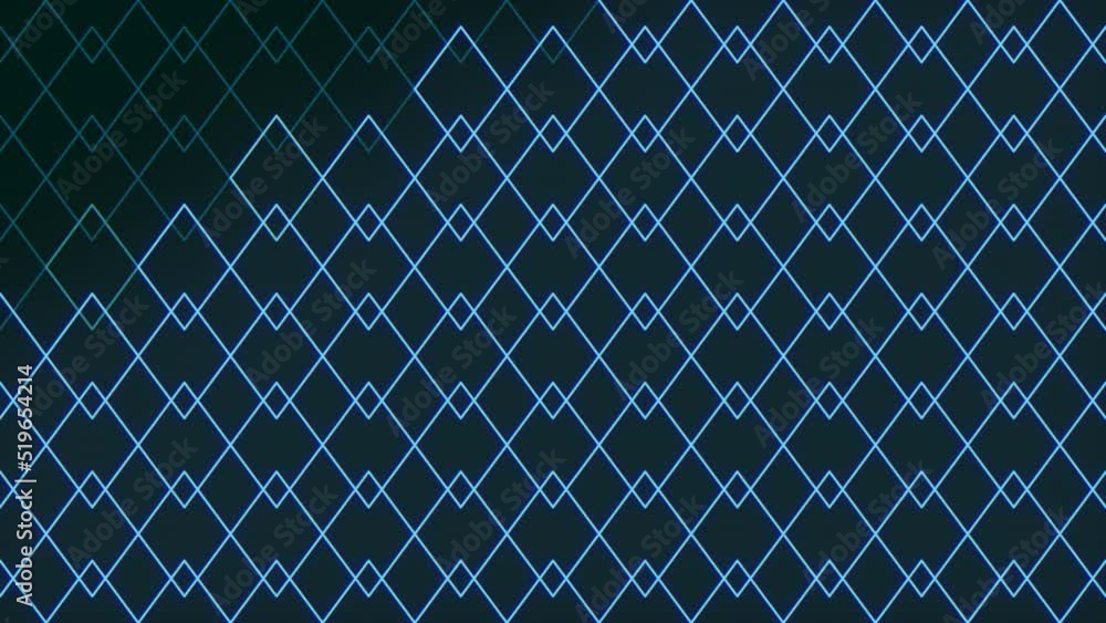 Neon blue geometric diamond pattern with pulse effect, motion abstract corporate, music and club style background Neon blue geometric diamond pattern with pulse effect, motion abstract corporate, music and club style background
