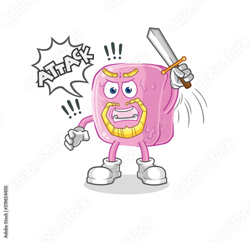 nail knights attack with sword. cartoon mascot vector
