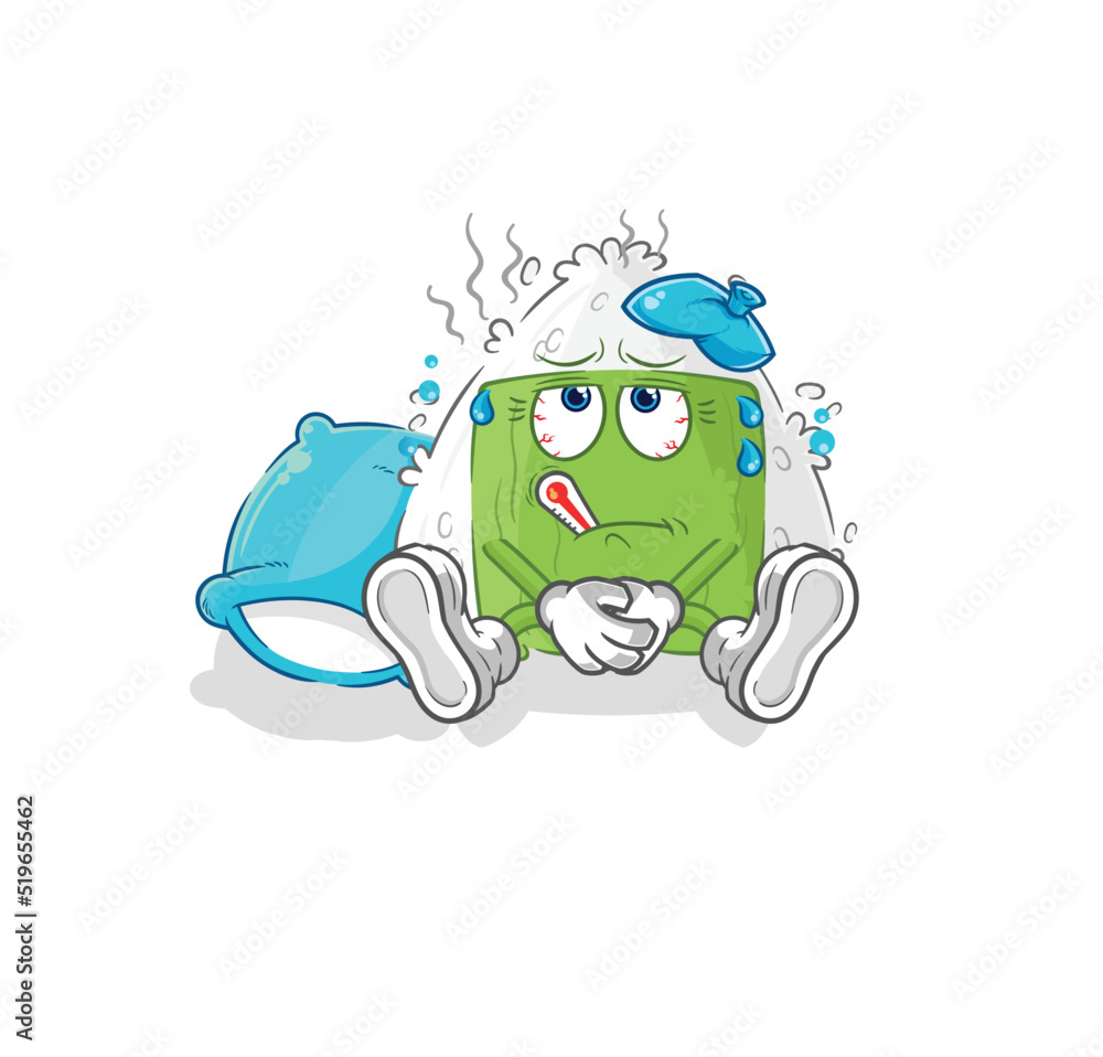 onigiri sick vector. cartoon character onigiri sick vector. cartoon character