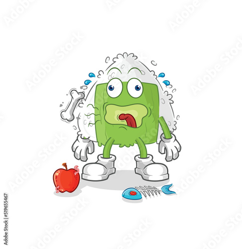 onigiri burp mascot. cartoon vector