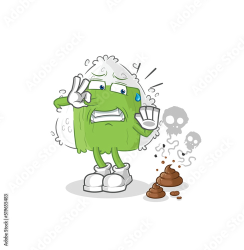 onigiri with stinky waste illustration. character vector