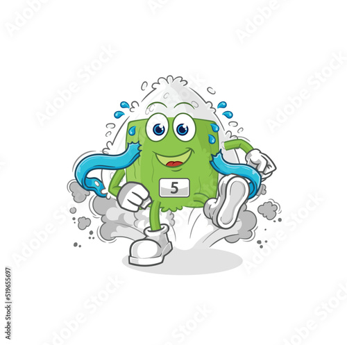 onigiri runner character. cartoon mascot vector