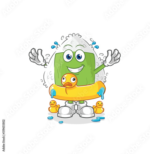 onigiri with duck buoy cartoon. cartoon mascot vector