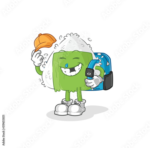 onigiri goes to school vector. cartoon character
