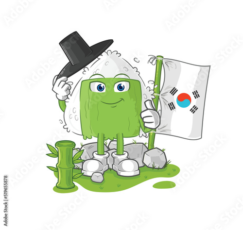 onigiri korean character. cartoon mascot vector