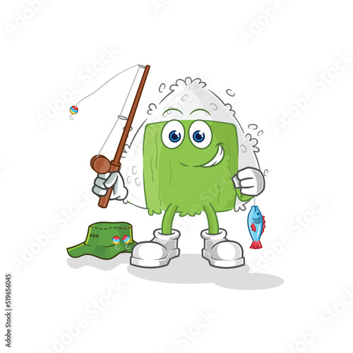onigiri fisherman illustration. character vector