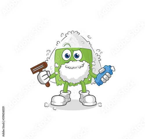 onigiri shave facial hair vector. cartoon character