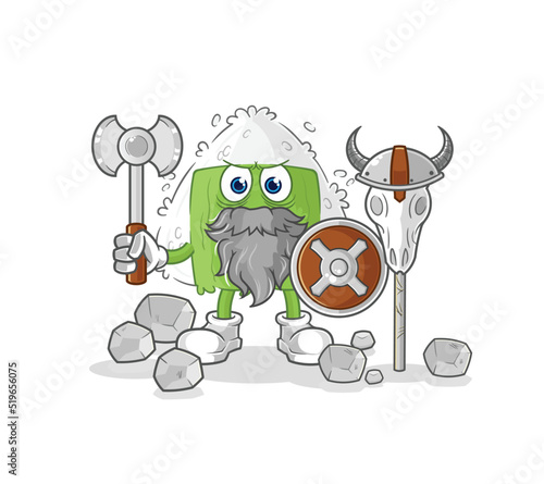 onigiri viking with an ax illustration. character vector