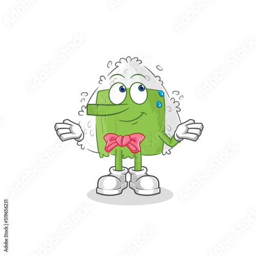 onigiri lie like Pinocchio character. cartoon mascot vector