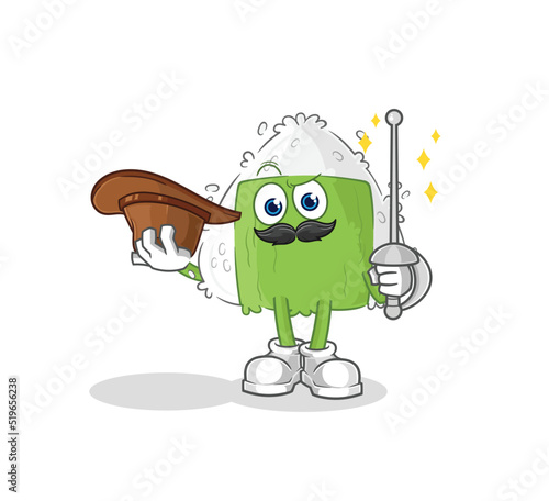 onigiri fencer character. cartoon mascot vector