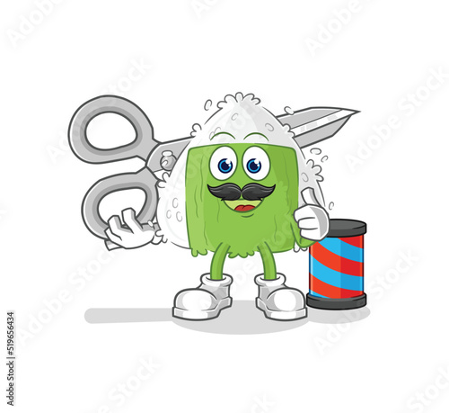 onigiri barber cartoon. cartoon mascot vector