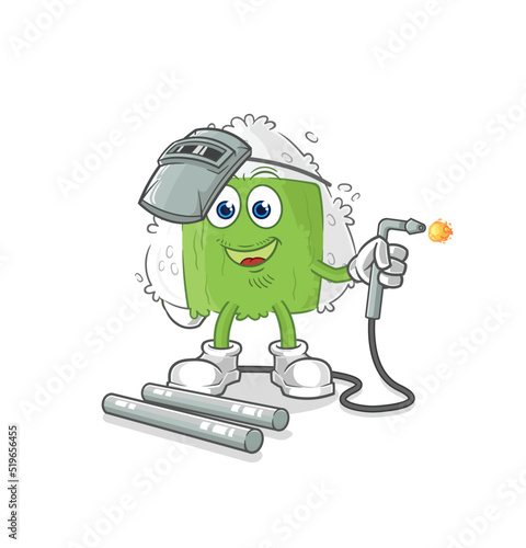 onigiri welder mascot. cartoon vector