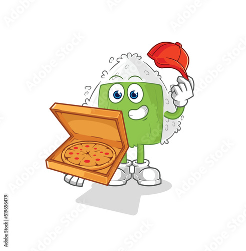 onigiri pizza delivery boy vector. cartoon character