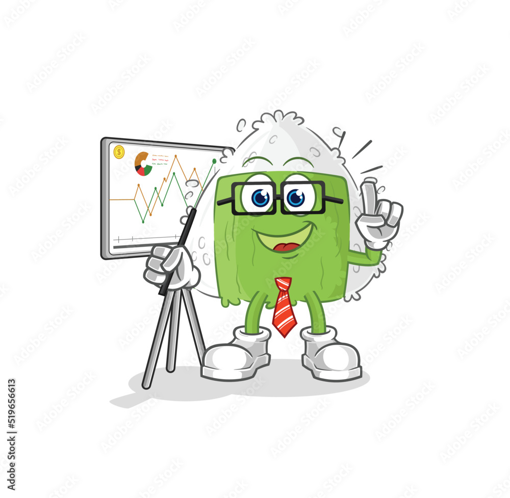 Obraz premium onigiri marketing character. cartoon mascot vector