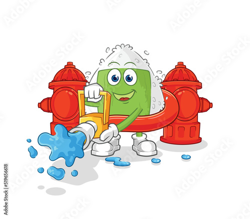 onigiri firefighter vector. cartoon character
