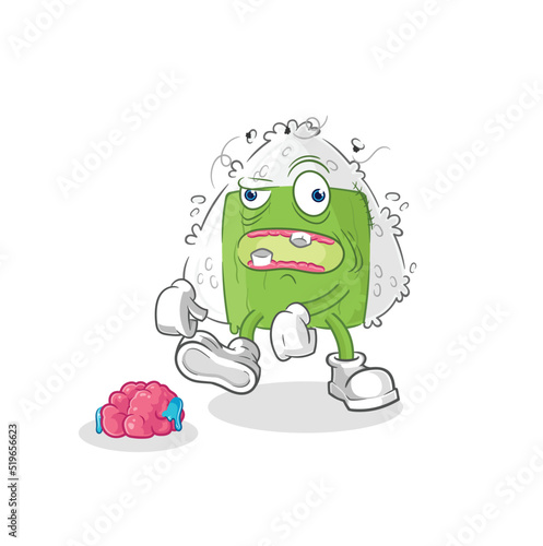 onigiri zombie character.mascot vector