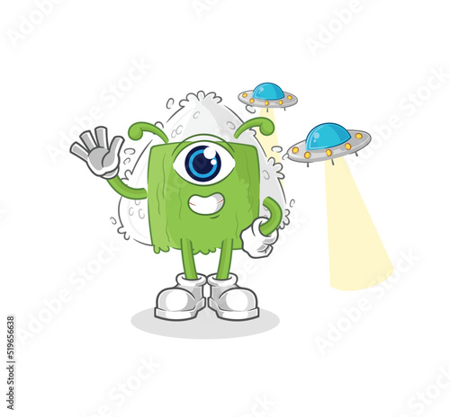 onigiri alien cartoon mascot vector
