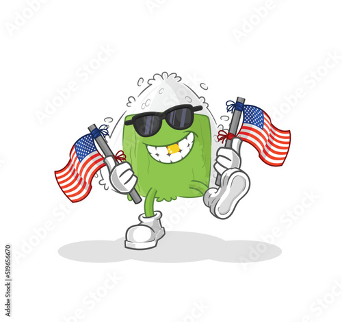onigiri american youth cartoon mascot vector
