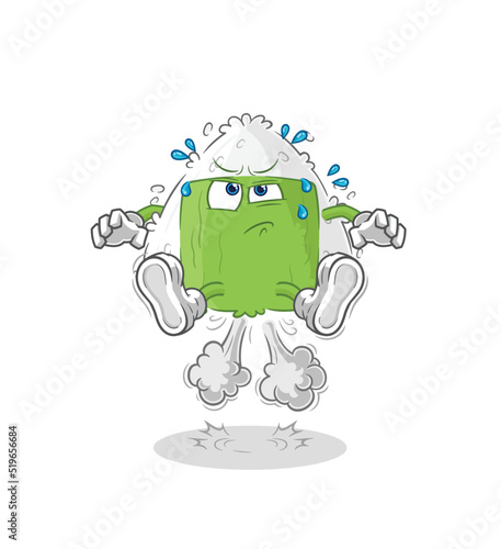 onigiri fart jumping illustration. character vector