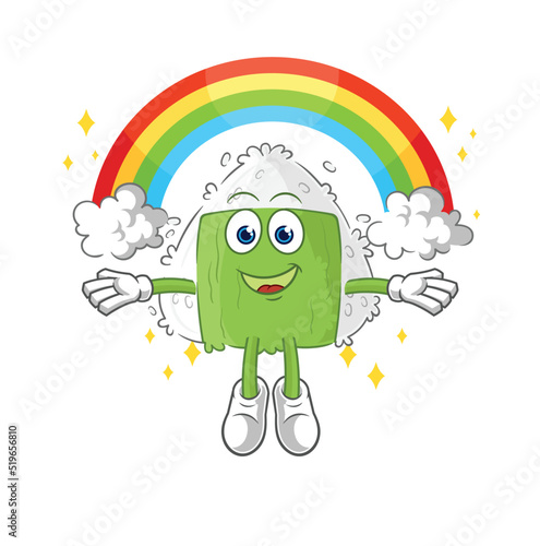 onigiri with a rainbow. cartoon vector
