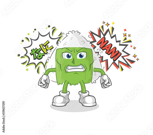 onigiri anime angry vector. cartoon character
