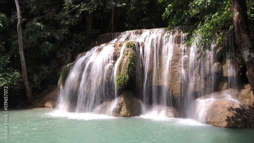 Fototapeta Naklejka Na Ścianę i Meble -  The Erawan Falls in Kanchanaburi Province in Thailand
