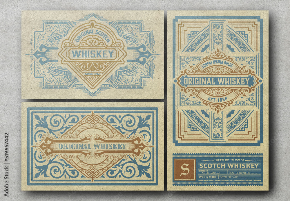 Set of 3 Vintage Labels for Packing Stock Template Adobe Stock